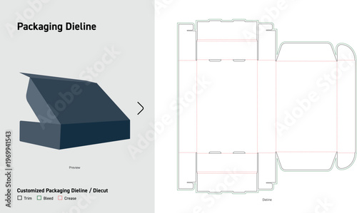 Hook Lock Mailer Box Packaging Dieline Template