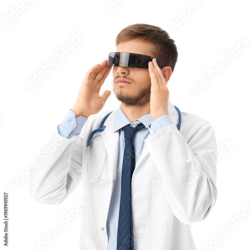 Male doctor in AR glasses o...