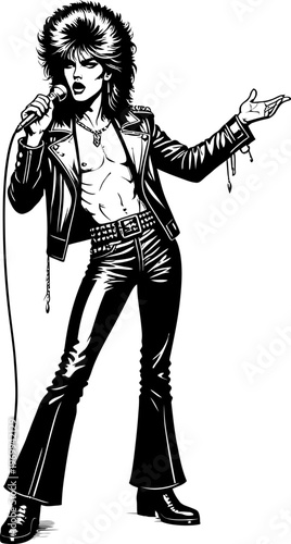 Glam rock singer vector illustration