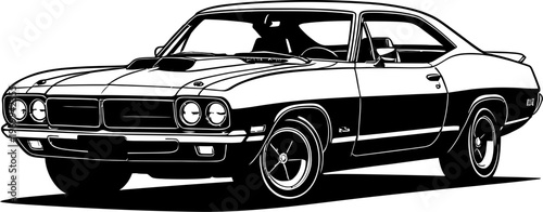 Classic 1970s muscle car vector illustration