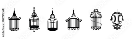 Decorative Vintage Birdcages Vector Set