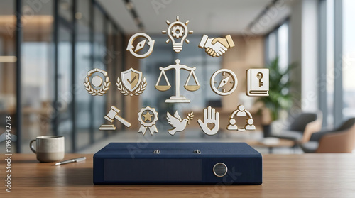 Wallpaper Mural Professional business concept illustrating legal justice, strong ethics, and cutting edge technology. An innovative solution, it provides comprehensive law, security, and integrity, fostering Torontodigital.ca