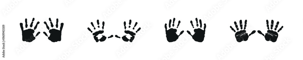 Fototapeta premium Black Handprint Silhouettes Vector Set