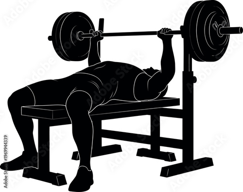 Silhouette of a person bench pressing with a barbell silhouette