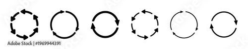 Circular Arrow Icons for Recycling and Processes Vector Set