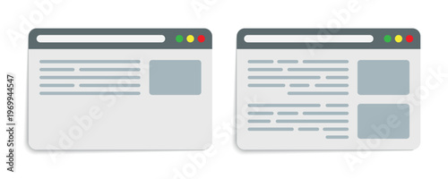 Minimalist Browser Windows with Content Layouts Vector Set