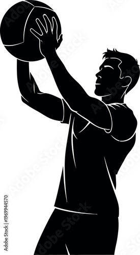 Silhouette of a man throwing a ball