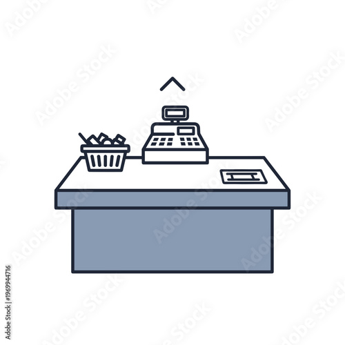 Checkout Counter with Cash Register.
