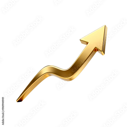 Golden Wavy Arrow Sign Symbolizing Growth