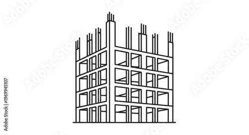 Construction site of a building frame, showing the structural framework before completion.