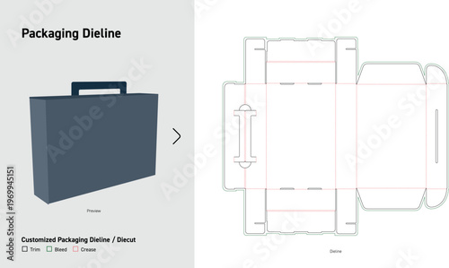Handle Carry Box Packaging Dieline Template