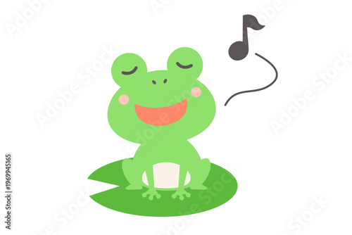 歌を歌うかわいい蛙のベクターイラスト