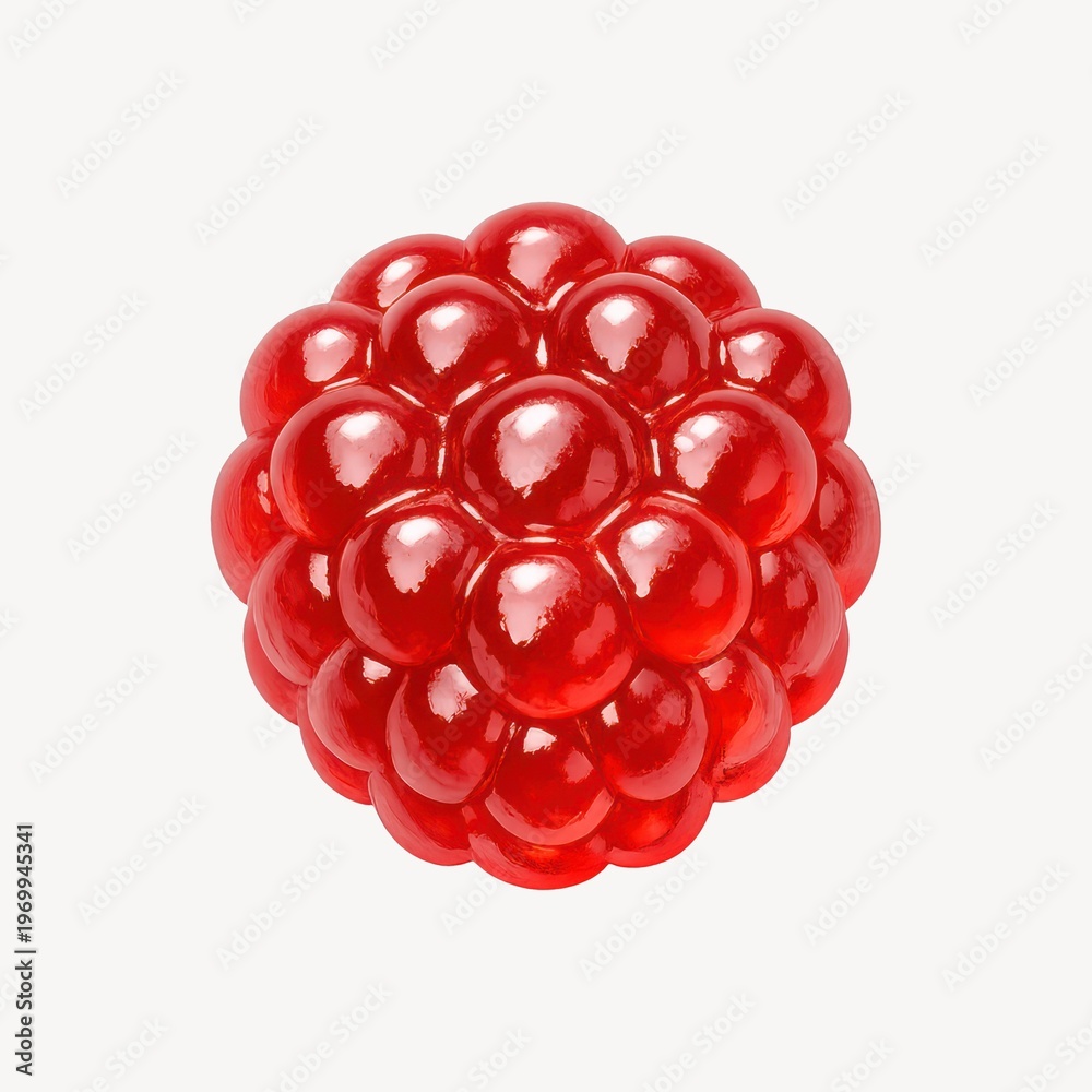 Naklejka premium Glossy red raspberry illustration.