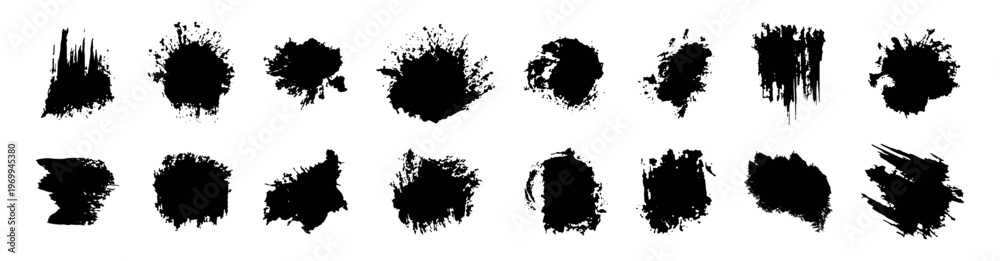 Obraz premium Black Ink Splatter Textures Vector Set