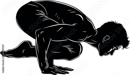 Silhouette of a person in a crawling position on all fours