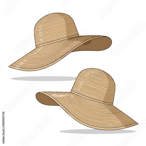 Set of Two Elegant Straw Sun Hats for Summer Fashion