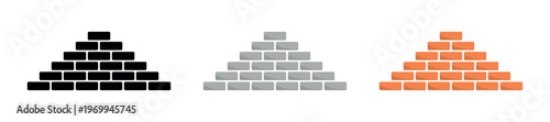 Pyramid Stack of Bricks in Three Styles Vector Set