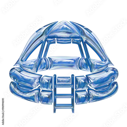 life raft Glassmorphism 3D Render Icons