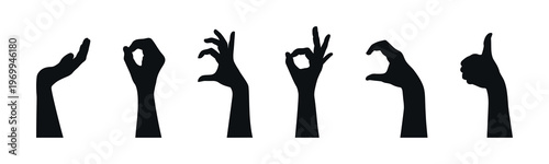 Silhouette Hand Gestures and Signals Vector Set