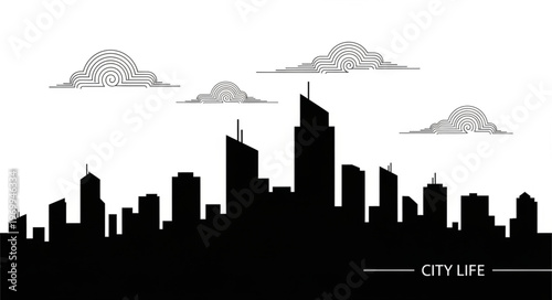 City Skyline Urban Landscape Silhouette.