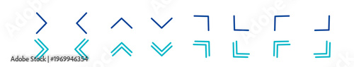 Simple line arrow and corner icon set for navigation UI ｜chevron and outline