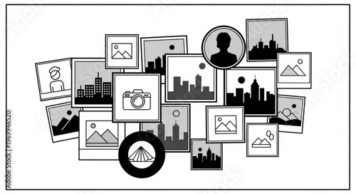 Collage of city life images.