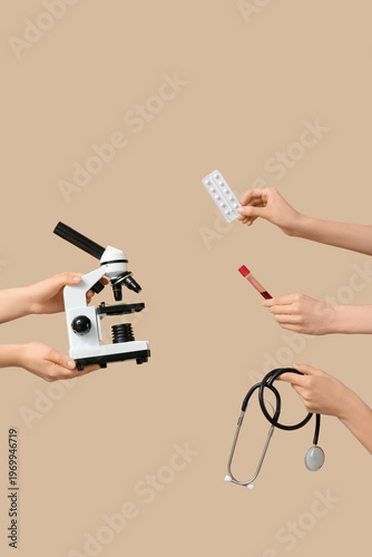 Female hands with modern mi...