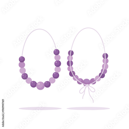 Set of Two Elegant Purple Bead Necklaces with Bow Detail