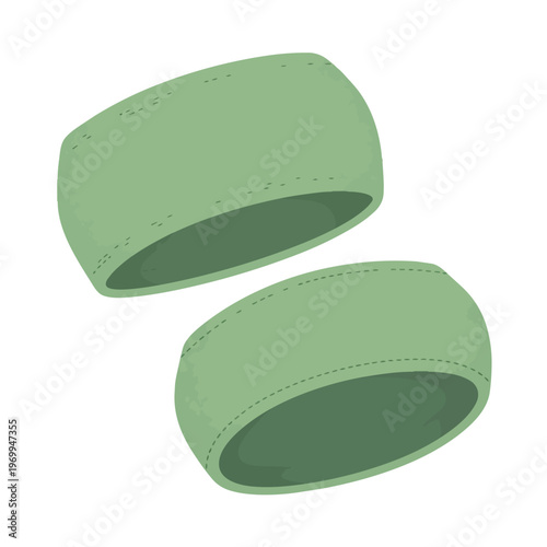 Pair of Green Fabric Wristbands for Sports and Fitness
