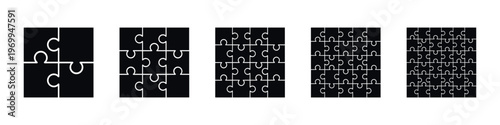 Puzzle Piece Vector Icon Set with Various Sizes