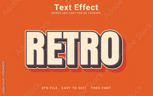 Editable retro vintage text effect vector style in Illustrator