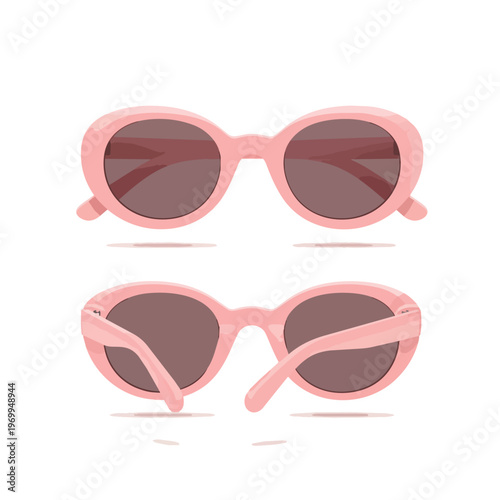Pink Oval Sunglasses Vector Illustration Set