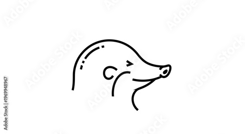 Dog Head Simple Line Drawing Portrait.
