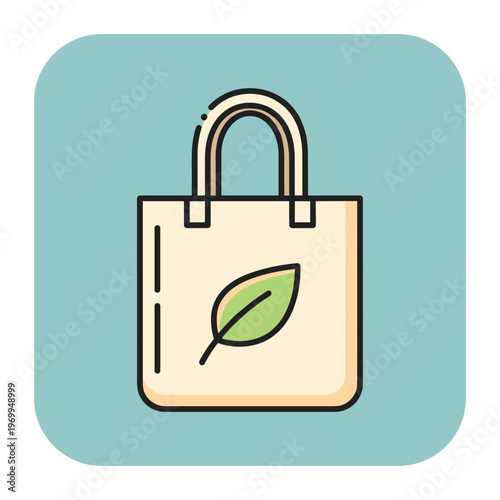 Eco friendly shopping bag with leaf.