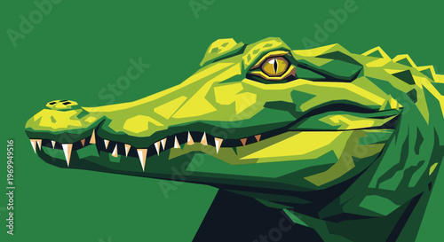 Stylized alligator illustration in green tones