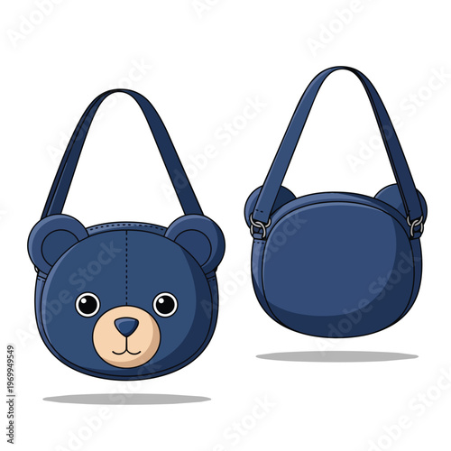 Cute Blue Bear Shaped Crossbody Bag Illustration