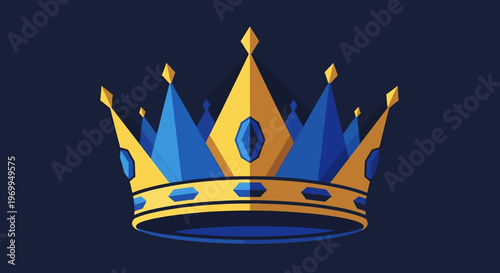 Royal crown illustration gold and blue isolated
