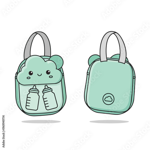 Cute Kawaii Baby Bottle Cooler Bag with Cloud Design
