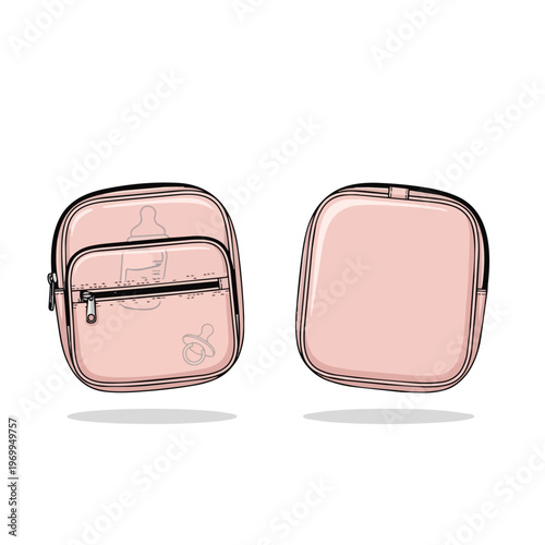 Pink Baby Diaper Bag Accessory Illustration