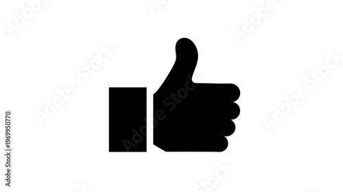 A simple, black thumbs-up icon on a white background, representing approval