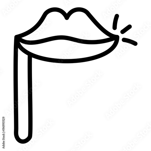 A linear design icon of lips prop