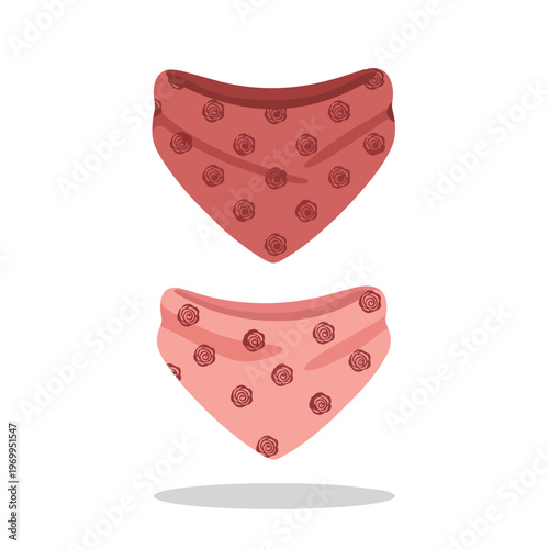 Set of Two Pink Floral Bandana Bibs for Babies