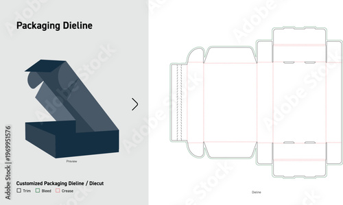 Auto Lock Bottom Tuck Top Box Packaging Dieline Template