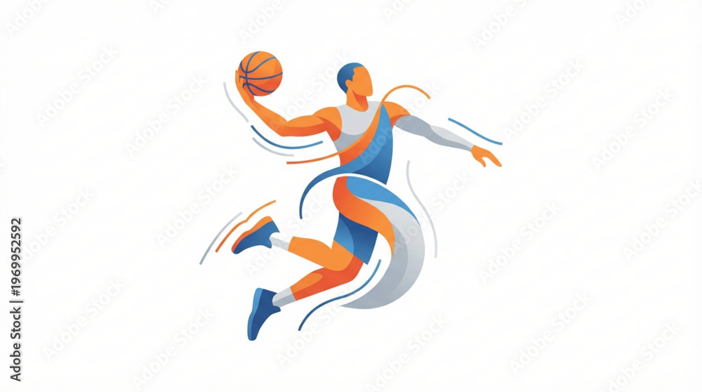Obraz premium Man playing basketball in mid air.