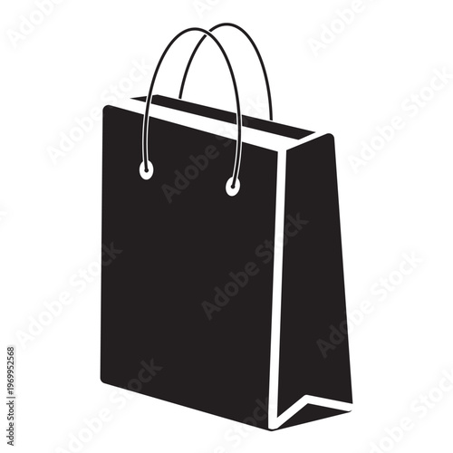 Paper bag solid icon isolated on transparent background. Shopping symbol for cart and add to cart actions, ideal for e-commerce, retail, websites, mobile apps, and modern UI design.