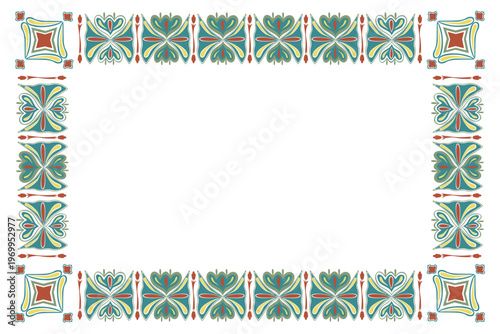 Turkish traditional ornamented frame pattern. Hand drawn vector illustration isolated flat For fashion ware design magazines, oriental coffee houses and dishware, holidays postcards banners clip arts.