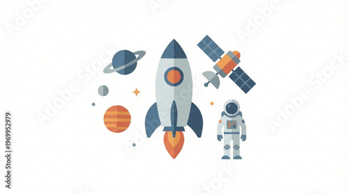 Astronaut in Space Suit Standing.