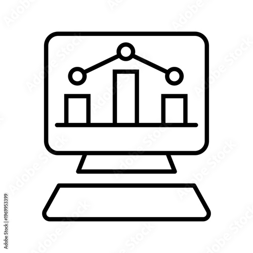 Analytics dashboard icon. Business and marketing analytics line symbol. Black and white.