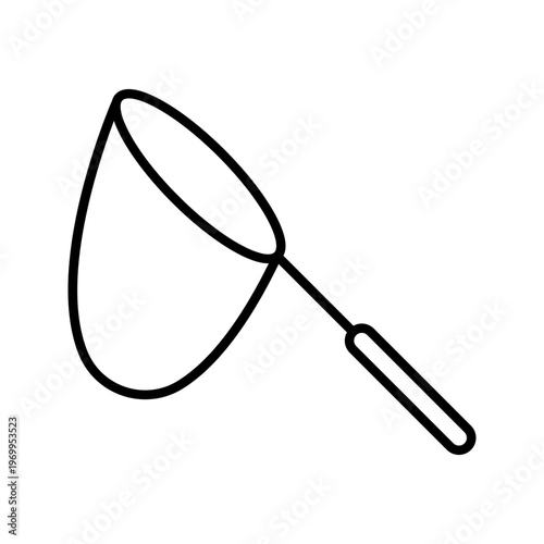 Butterfly net icon. Recreation and insect collecting line symbol. Black and white.