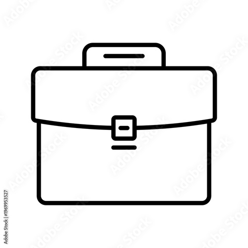 Business briefcase icon. Business and office equipment line symbol. Black and white.